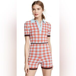 Staud Plaid Print Romper as seen on Sophie Turner